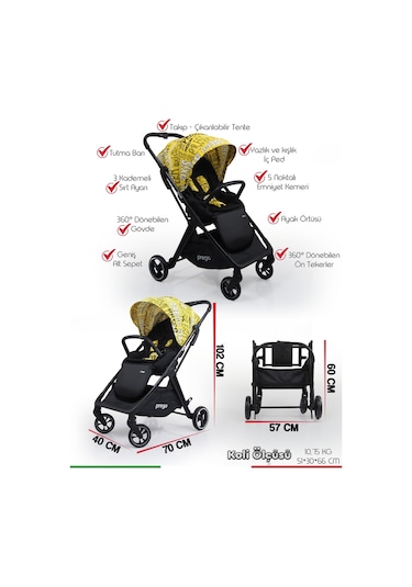 Prego Axis 360 Derece Dönebilen Oturma Üniteli Çift Yönlü Bebek A
