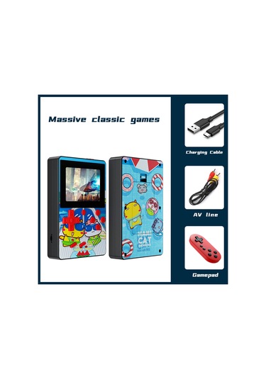 Xindoker X50 El Tipi Oyun Konsolu 2.6 İnç Renkli Ekran, 500 Eski Oyun, Av Bağlantısı, Kumanda, Mavi
