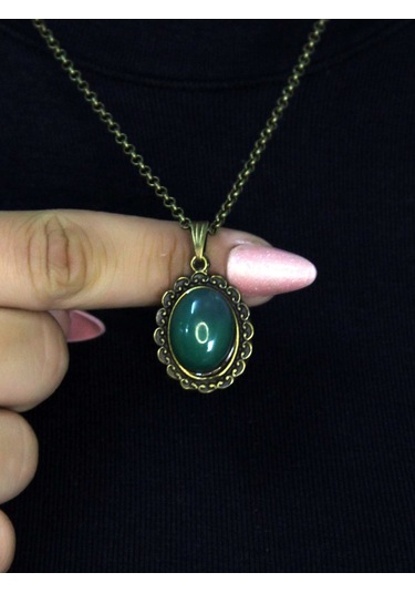 Doğal Taş Yeşil Akik Doğal Taşlı Kadın Doğal Taş Otantik Kolye Euk27ya Yeşil