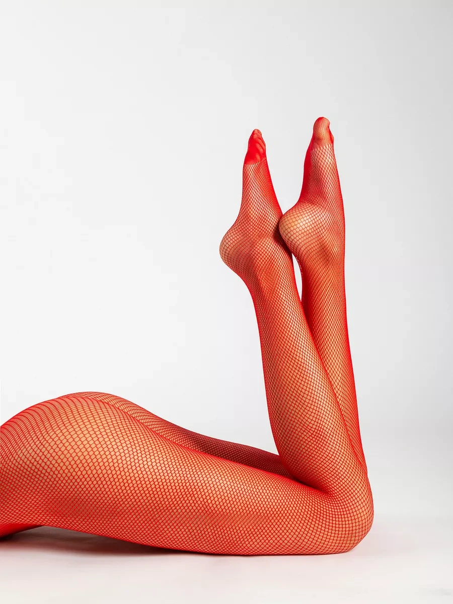 Calzeamo Kırmızı İnce Ağ Desenli Çoraplar 115233888 Kırmızı