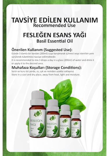 Fesleğen Yağı Basil Essential Oil 10 Ml.