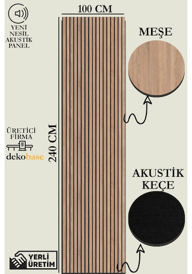 100x270 Cm Meşe Renk Akustik Ahşap Duvar Paneli