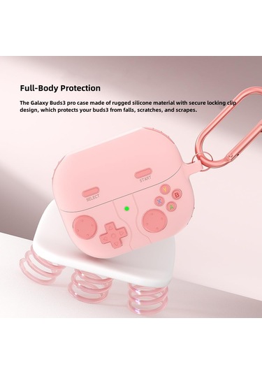 Samsung Galaxy Buds 3 / Galaxy Buds 3 Pro Uyumlu Silikon Kılıf Anahtarlıklı Kılıf Pembe