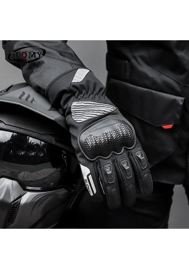 Yunboo Kışlık Su Geçirmez Isı Sağlayıcı Dokunmatik Ekranlı Uzun Tip Motosiklet Bisiklet Kaynaklı Kaza Koruma Eldiveni Siyah L