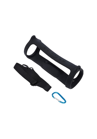 Jbl Charge 4 Taşınabilir Bluetooth Hoparlör Kılıfı - Siyah Silikon Korumalı Ve Askılı - Siyah