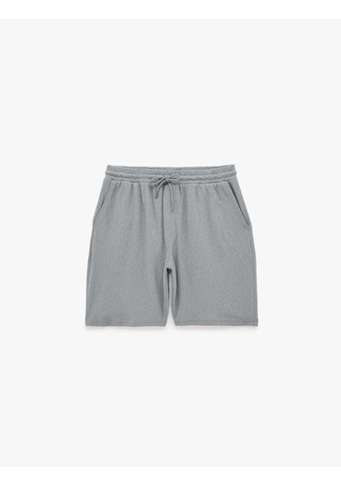 Koton Regular Fit Pamuklu Cepli Bermuda Beli Bağcıklı Şort Gri 6sam40008mk