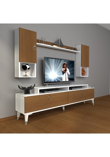 Decoraktiv Ekoflex 5da Mdf Gold Tv Ünitesi Tv Sehpası Beyaz - Ceviz