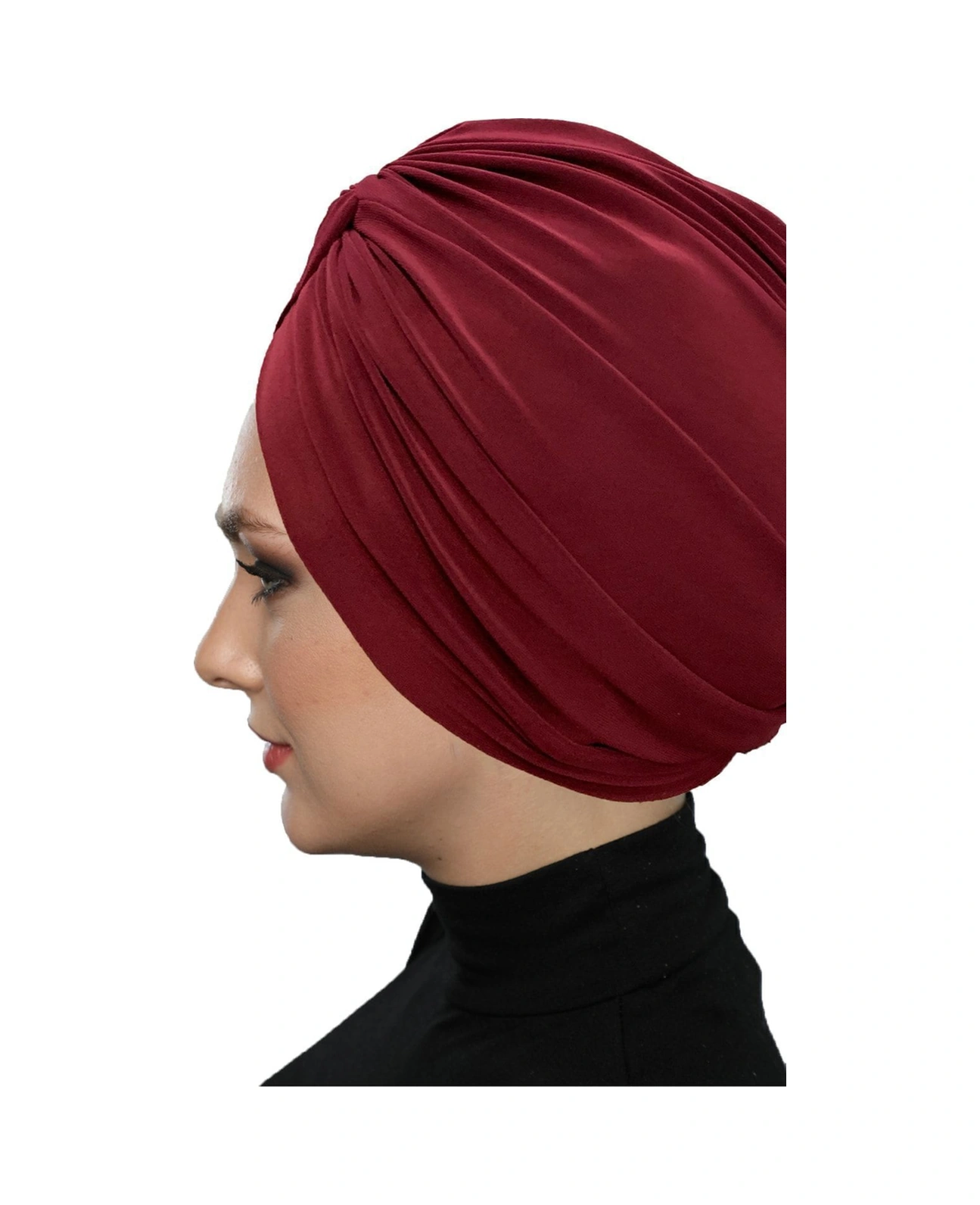 Çapraz Kancalı Bordo Hazır Türban Tesettür Dış Ve Havuz Bonesi Bordo