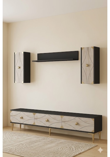 Tvr1897atg Alfa Tv Ünitesi Takımı Antrasit-traverten-gold 180cm