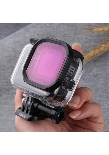 Gopro Hero8 İçin Kare Konut Dalış Renkli Lens Filtresi Siyah Orijinal Su Geçirmez Muhafaza Kırmızı Diğer