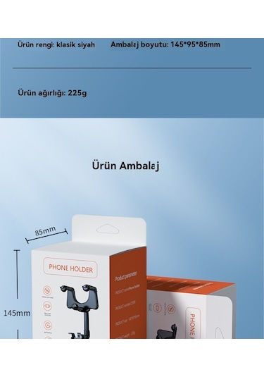 Eastmeeetwest--araba Cep Telefonu Standı Araba Dikiz Aynası Standı Ar Navigasyon Araba Çok Fonksiyonlu 360 Derece Siyah