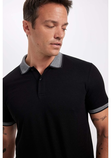 DeFacto Slim Fit Dar Kesim Polo Yaka Kısa Kollu Pamuklu Tişört D0033AXNSBK81 DeFacto Slim Fit Dar Kesim Polo Yaka Kısa Kollu Pamuklu Tişört D0033AXNSBK81