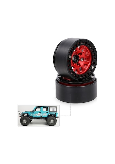 Besthome1 1/10 Rc Tırmanma Aracı İçin 55mm Metal Jant - 8 Delikli Siyah Kırmızı