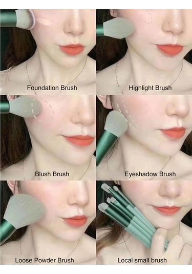 Moveevo 13 Adet Makyaj Fırçası Seti Saklama Çantası Ile Fondöten Gevşek Pudra Allık Kapatıcı Göz Farı Kaş Kozmetik Fırçaları