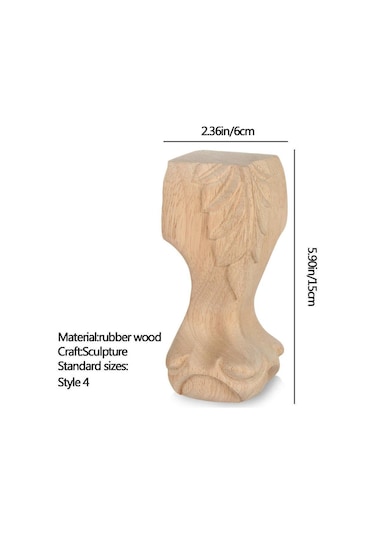 Dekorasyon El Sanatları Masif Mobilya Ayak Bacaklar Dolap Koltuk Ayakları Ahşap Oyma 15x6cm Style 4