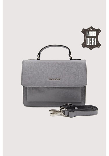 Hakiki Deri Kadın El Çantası Gri Smr9022 GRİ