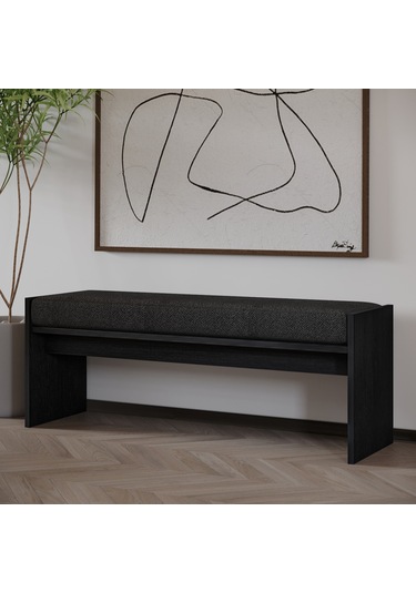 Pearl Bench Modern Tasarım Antre, Mutfak, Yatak Odası, Balkon Oturma Bankı, Kolay Kurulum Ahşap Siyah