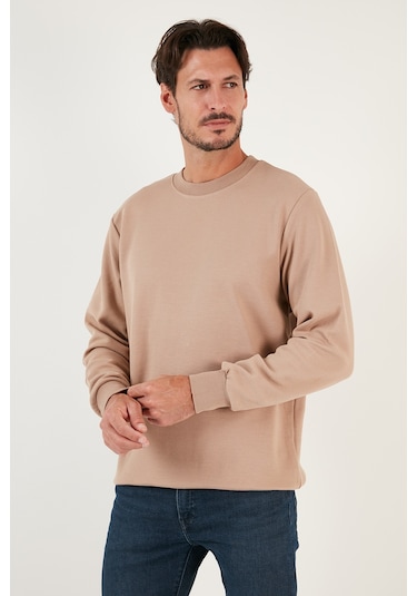 Buratti Pamuklu Bisiklet Yaka Regular Fit Basic Erkek Sweat 5905521 Vizon