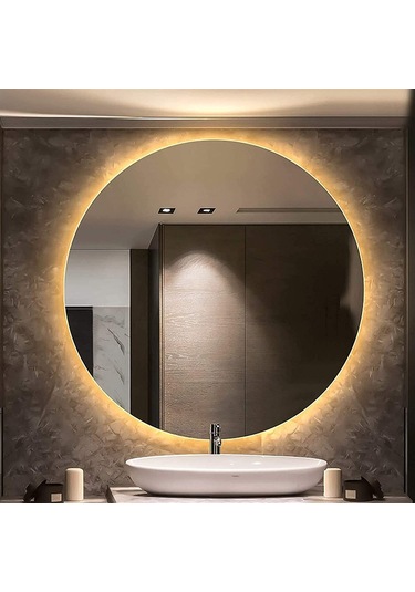 60 CM Yuvarlak Ledli Ayna Banyo Aynası Dekoratif Ayna Boy Ayna Sa