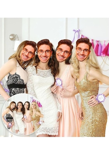 Kişiye Özel Bekarlığa Veda Eğlenceli Damat Yüz Maskesi - 5 Adet