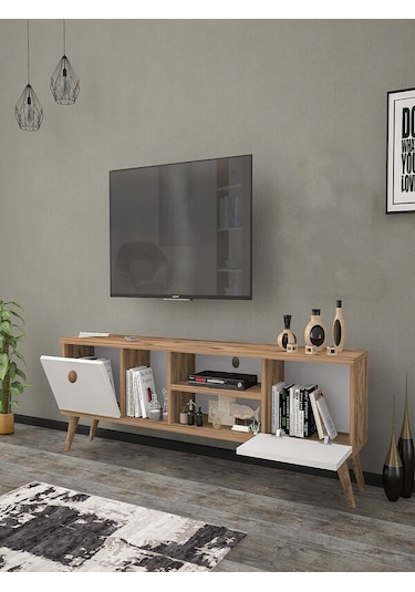 Mbes Mobilya Esin Atlantik-Beyaz 160 Cm Tv Ünitesi(Atlantik Çam)