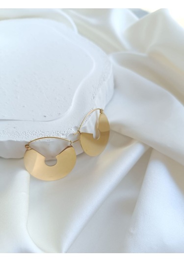 Çelik Plaka Küpe Altın