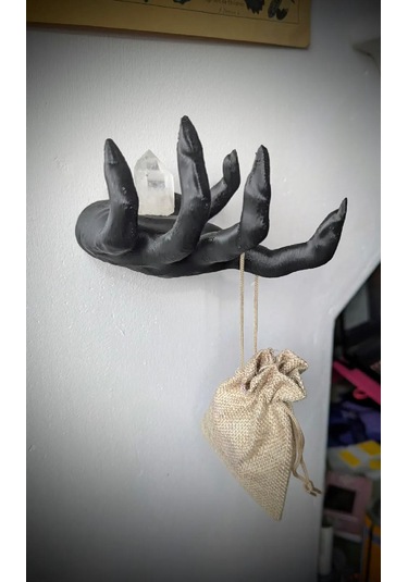 El Figürlü Kulaklık / Havlu Çok Amaçlı Figürlü Plastik Duvar Askısı Siyah