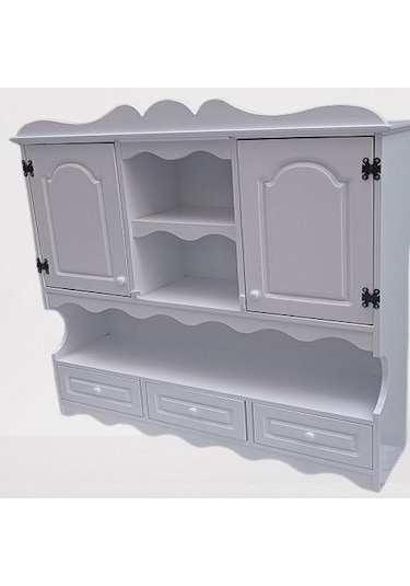 Hobi Adn 90353 Dekoratif Mutfak Dolap 3çekm Terek Mdf Parlak Beyaz Lake El Yapım