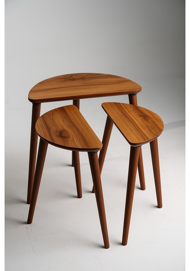 Roma 3'lü Zigon Sehpa %100 Mdf Yarım Ay Ahşap/urartu