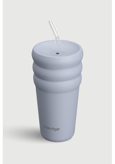 Stevig 3 Bubble Two-cap Straw Tumbler Çelik Termos 600 Ml Zen Blue St-246 Mavi