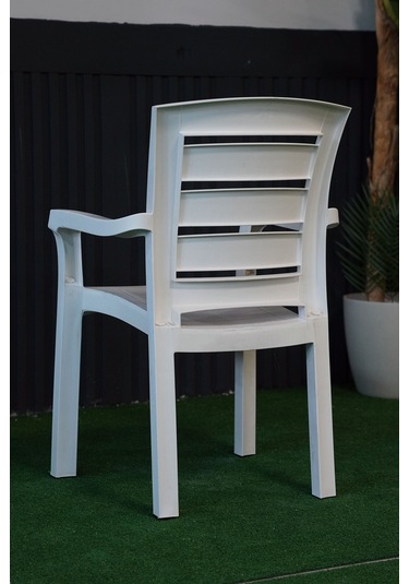 Alezy Didim İstiflenebilir Bahçe Balkon Koltuk Sandalye 4 Adet Beyaz