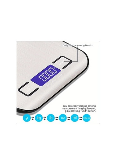 Oldfriend Qisebin Dijital Mutfak Terazisi 999g/2lb Hassas Tare Dönüşüm Siyah Siyah