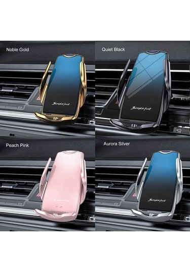 Sandwich Kablosuz Hızlı Şarj, Otomatik Klem, 360 Döner, Alüminyum Araç Telefon Tutucu