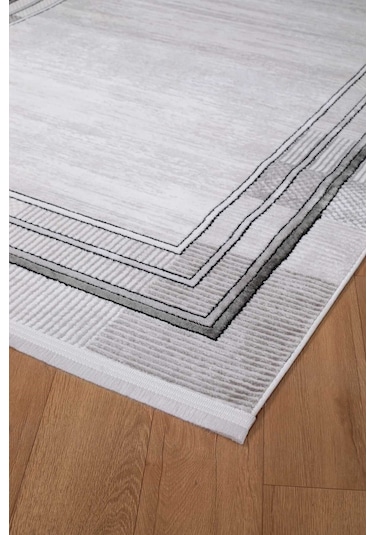 Voyage %100 Akrilik Yumuşak Dokulu Halı Kilim Salon Mutfak Koridor Yolluk Dokuma Makine Halısı Ac-410 Gri