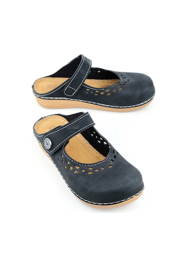 Gezer Yazlık Kadın İç Tabanı Hakiki Deri Cırt Cırtlı Terlik Gt1yze.11236.00.010.g8 Siyah