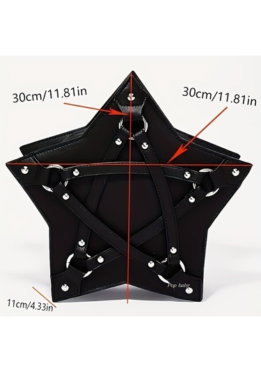 Siyah Yıldız Şekilli Omuz Çantası, Siyah