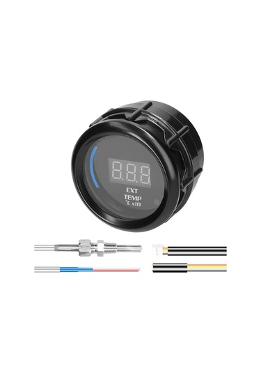 Fortunelane 52mm Siyah Abs+metal Araba Modifikasyon Göstergesi, Lcd Ekranlı, 40-120 X10 Sıcaklık Ölçümü, Uyarı Fonksiyonlu Egzos