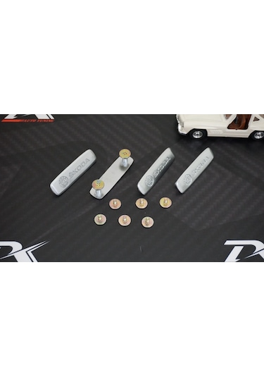 Skoda Logo Krom Metal Paspas Vidalı Logo 4 Lü Set