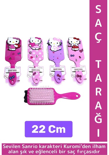 Çocuk Kız Saç Bakım Eğlenceli Çok Şık İlgi Çekici Estetik Figür Yumuşak Kıllı Saç Tarağı 22 Cm