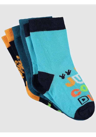 Civil Boys Erkek Çocuk 3'lü Soket Çorap 2-12 Yaş Siyah Siyah