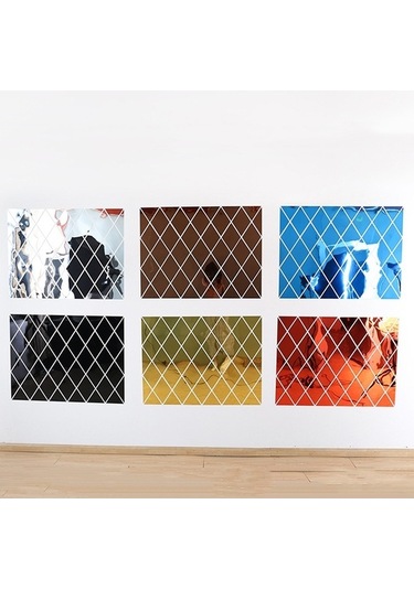 Novahub Eşkenar Dörtgen Akrilik Ayna, Kahverengi Arkaplan Dikişli Çıkartmalar Diğer