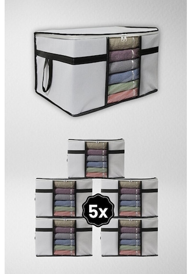 Adarya Home 5 Adet Pencereli Kazak Hurcu- 50x40x30 Beyaz