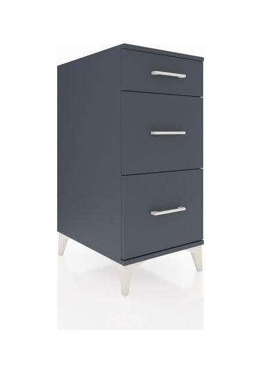 Kronos Komodin 3 Çekmeceli Tek Kapaklı 44x59x96 Antrasit-antrasit Antrasit