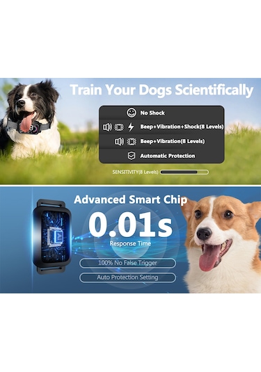 Köpek Eğitim Cihazı Köpekler İçin Havlama Tasması Renkli Ekran Akıllı Köpek Eğitmeni Su Geçirmez Ip6-siyah
