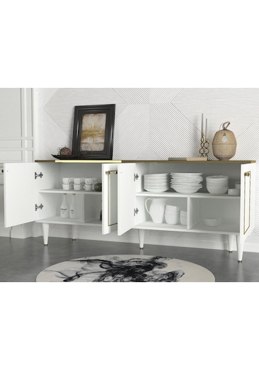 Dekorister Exclusive Ravenna Konsol Beyaz-Mermer