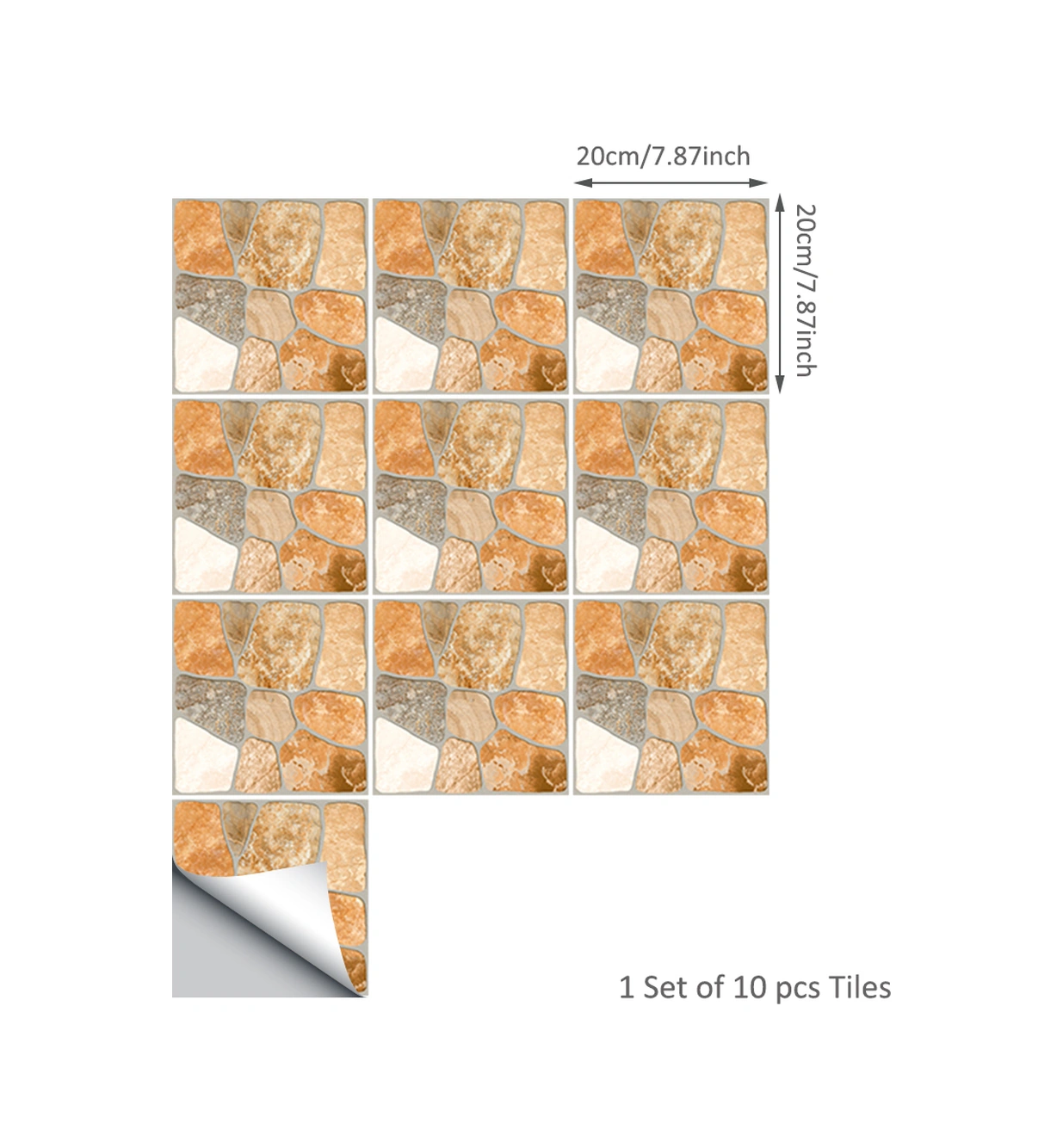 Hombey Mediterranean Tarzı Pvc Otomatik Yapıştırıcı Duvar Stickerleri 20x20cm 10 Adet - Ev Dekorasyonu İçin Kolay Uygulama Ve Kaldırma Diğer