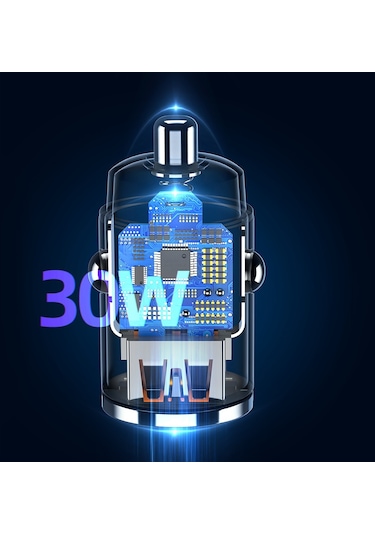 Rock H15 Metal 30w Pd Hızlı Araç Şarj Cihazı Siyah