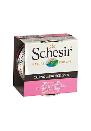 Schesir Jel Ton Balıklı ve Jambonlu Konserve Yetişkin Kedi Maması 85 G
