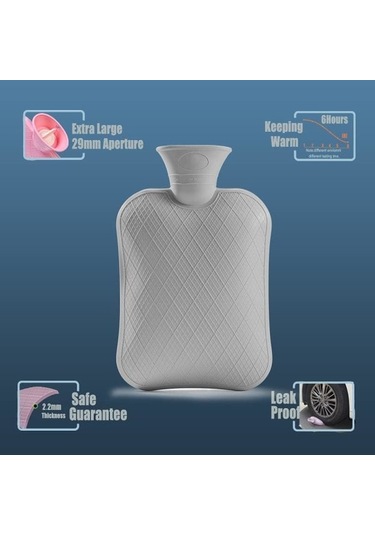 Xj Kapaklı Sıcak Su Torbası, Boyun, Omuz Ağrısı Ve El Isıtıcısı İçin 2l Pvc Sıcak Su Torbası, Adet Sancıları, Sıcak Kompres Ve Soğuk Terapi Gri Diğer