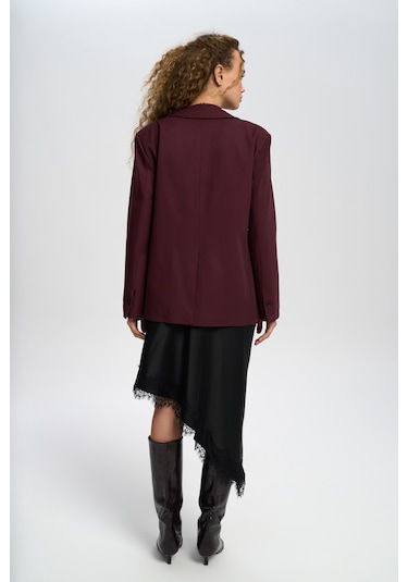 Mai Studios Co. Volda Yaka Detay Bordo Blazer Bordo
